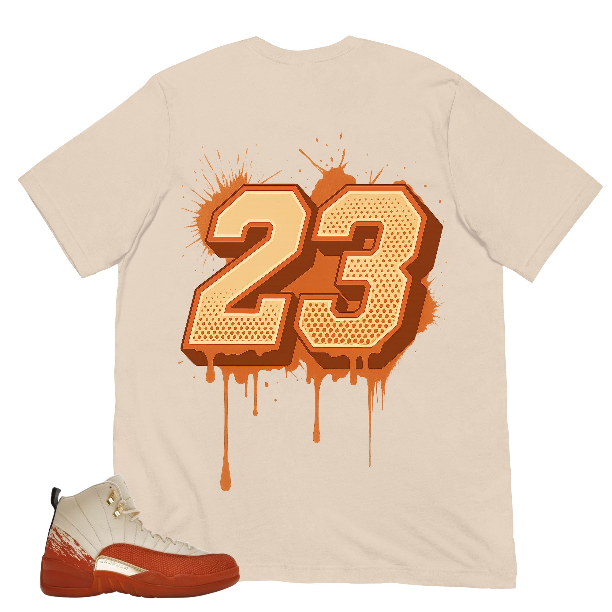 Number 23 Dripping Shirt - Match Eastside Golf x Air Jordan 12 'Out the Mud'