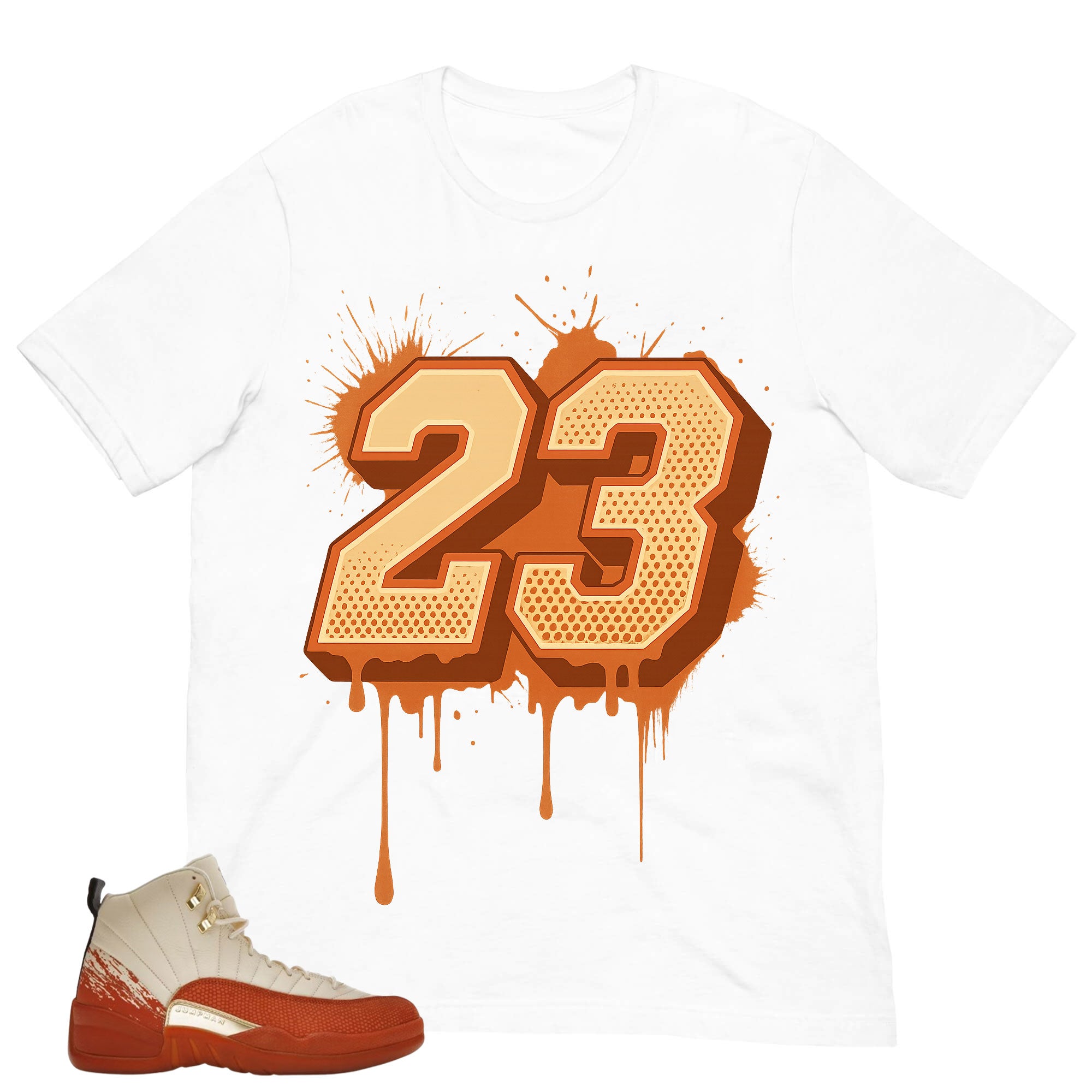Number 23 Dripping Shirt - Match Eastside Golf x Air Jordan 12 'Out the Mud'