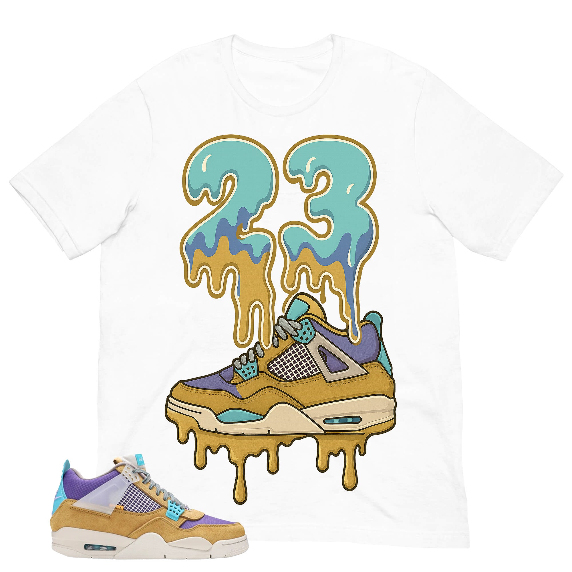 23 Dripping Sneaker Shirt - Match Union LA x Air Jordan 4 Desert Moss