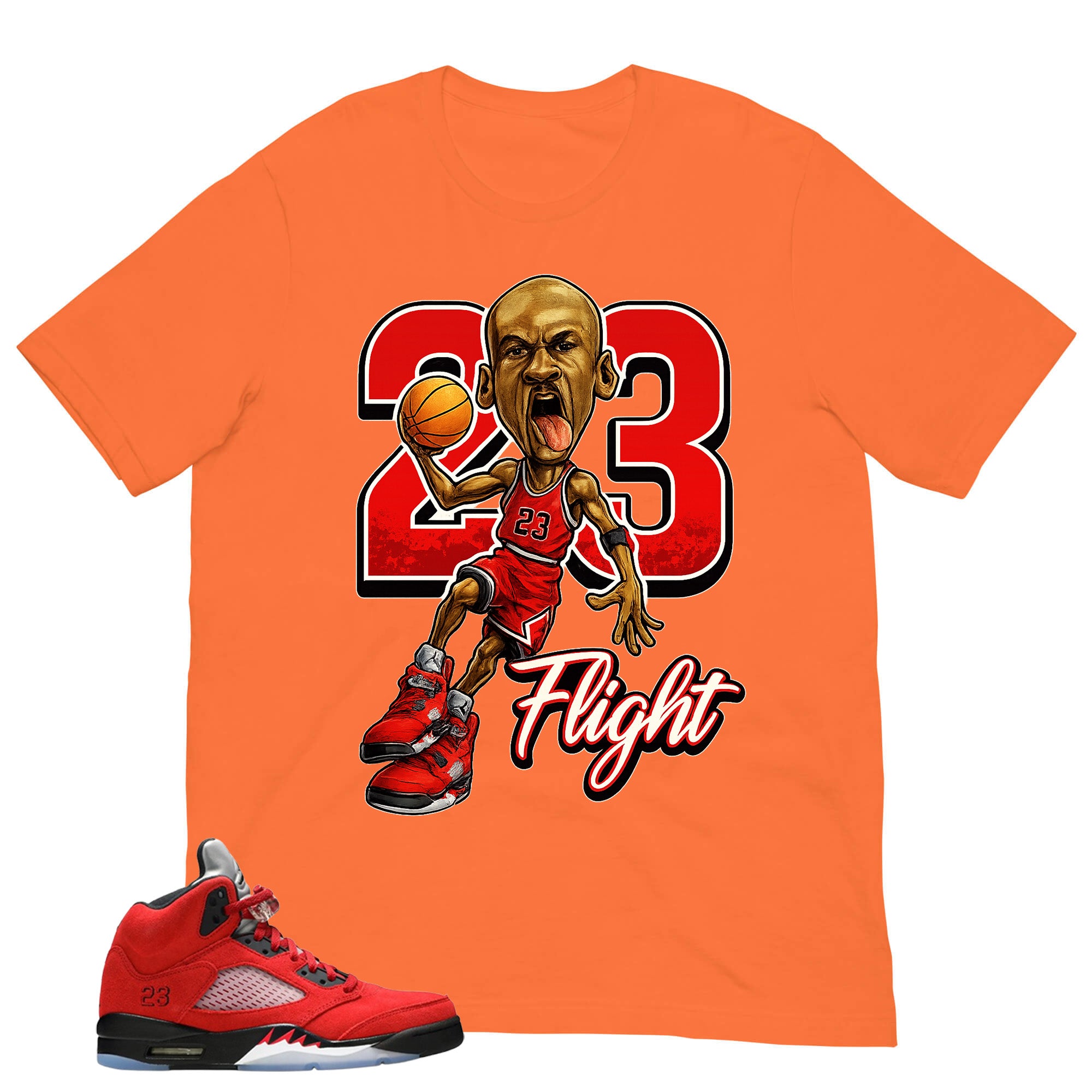 Graphic Tee 23 Flight MJ Shirt Match 5s Raging Bull