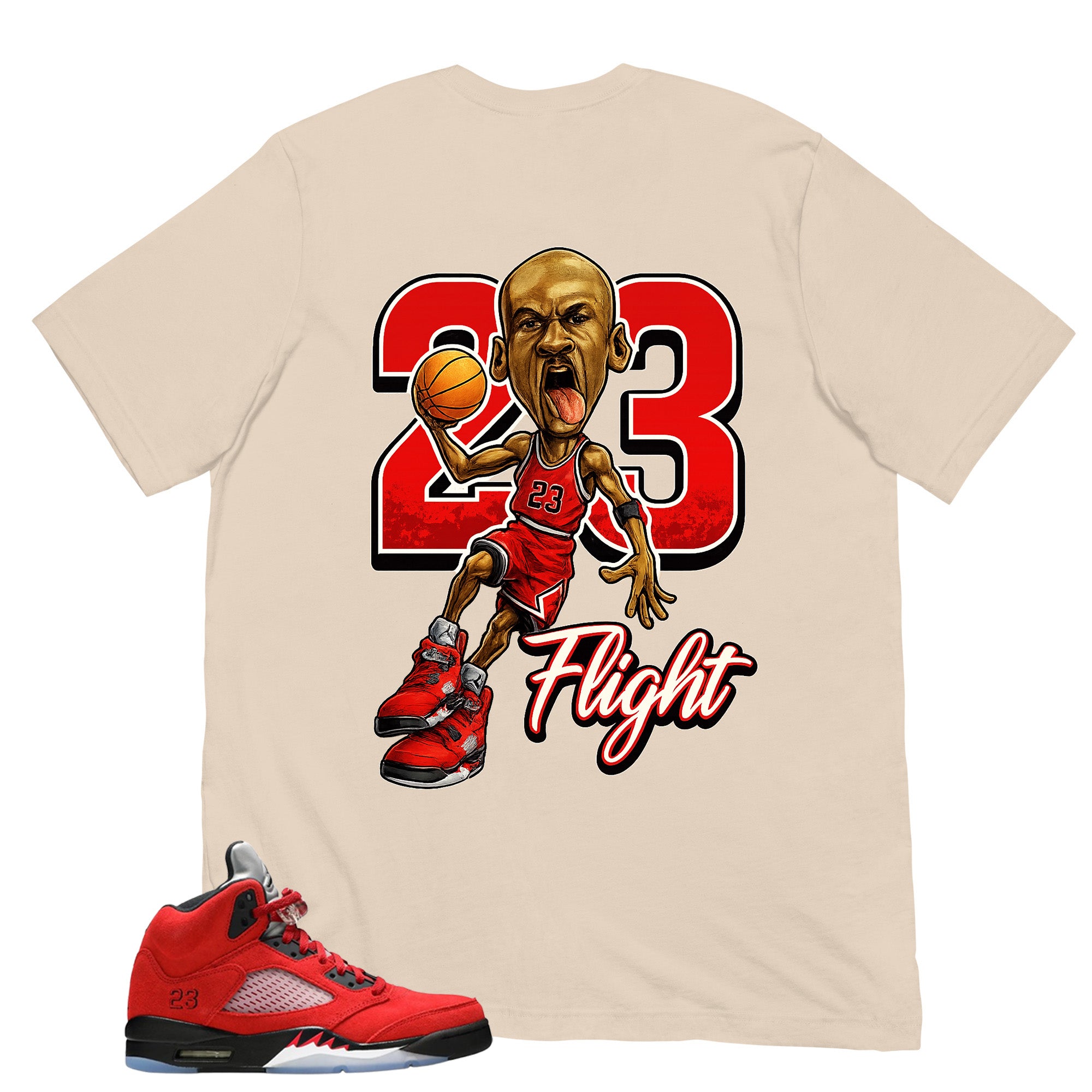 Graphic Tee 23 Flight MJ Shirt Match 5s Raging Bull