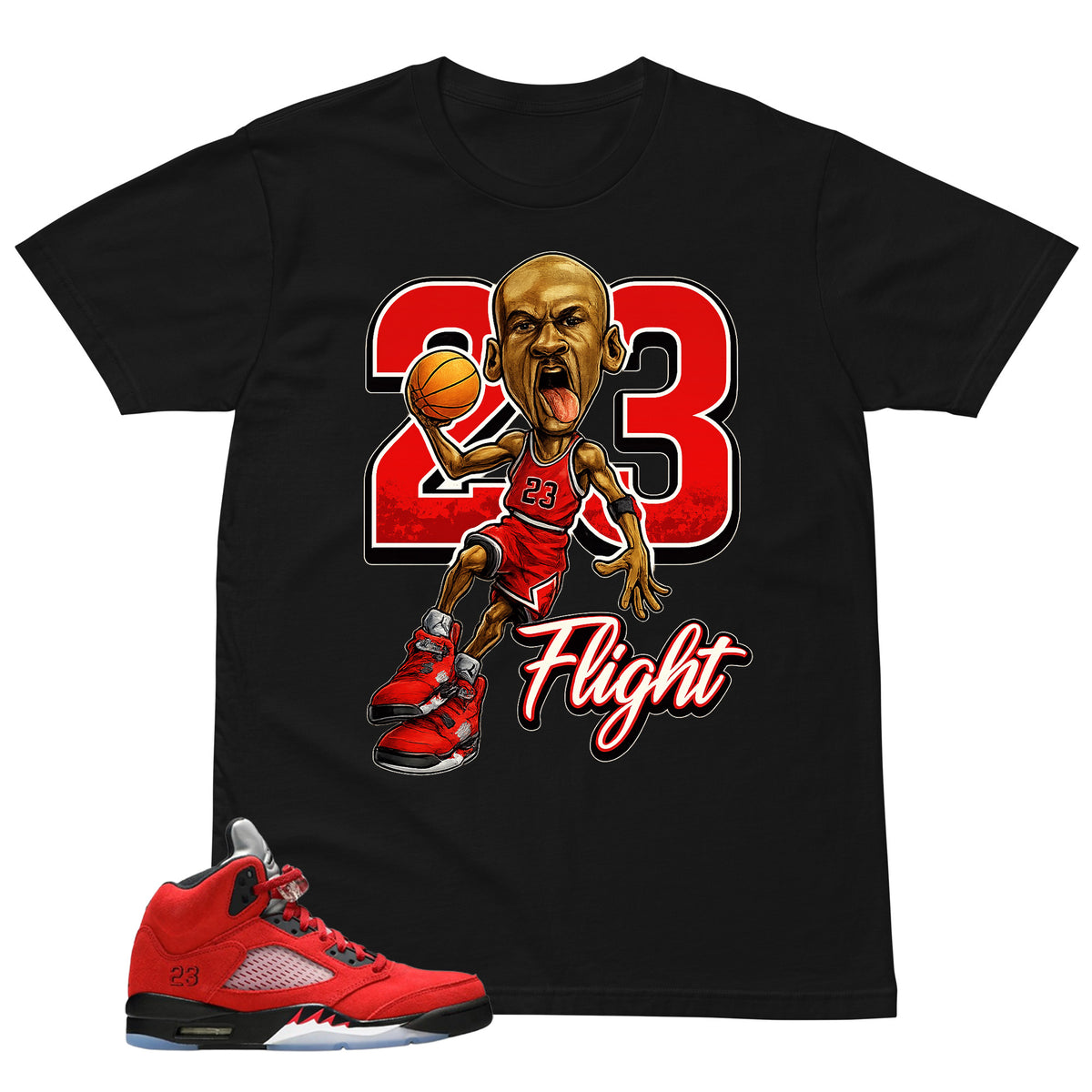 Graphic Tee 23 Flight MJ Shirt Match 5s Raging Bull