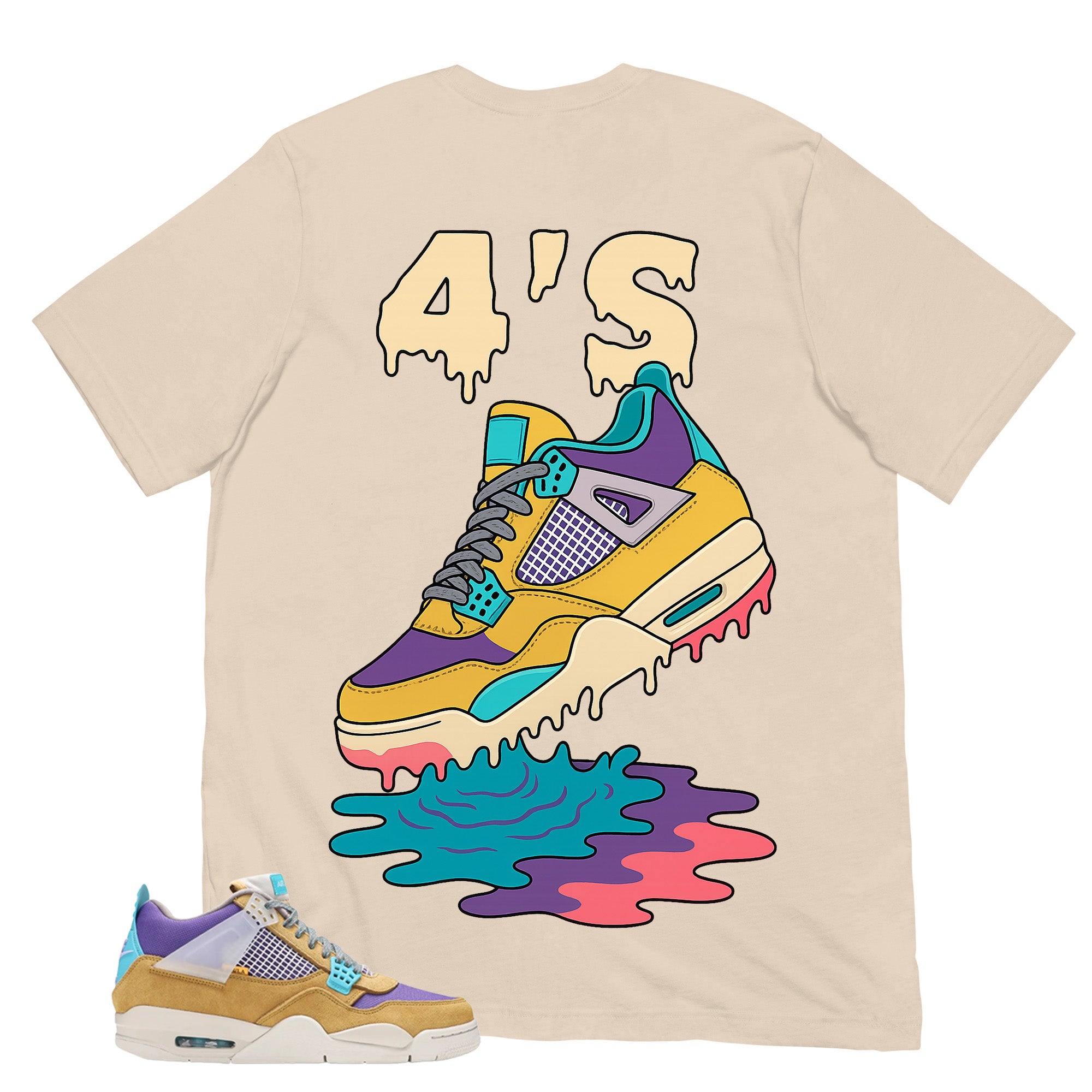 4's Dripping Sneaker Shirt - Match Union LA x Air Jordan 4 Desert Moss