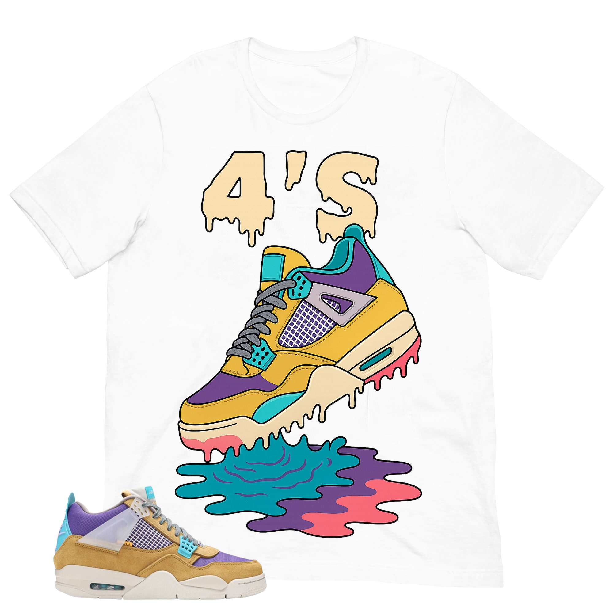 4's Dripping Sneaker Shirt - Match Union LA x Air Jordan 4 Desert Moss