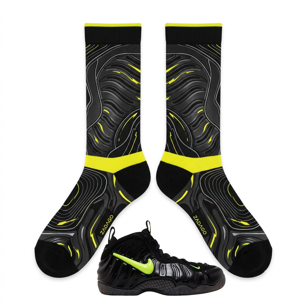 Voltage Sneaker Match Socks – Foamposite Pro Inspired Mid-Calf Crew Socks