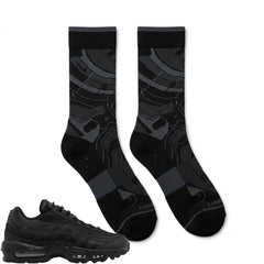 Triple Black Sneaker Match Socks – Air Max 95 Inspired Mid-Calf Crew Socks