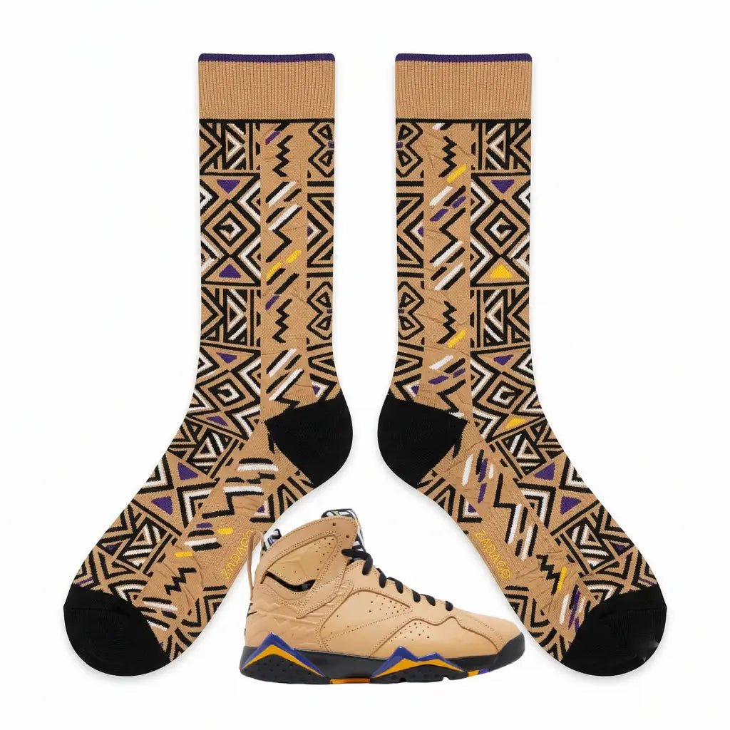 Afrobeats Sneaker Match Socks – Air Jordan 7 Retro SE Inspired Mid-Calf Crew Socks