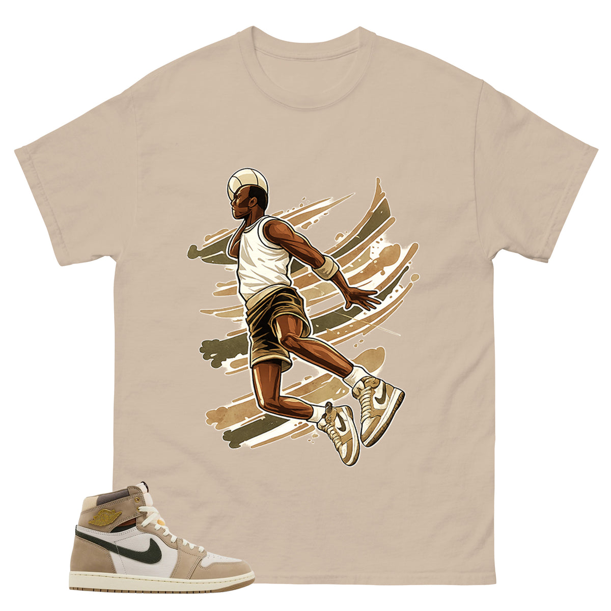 Air Ball Shirt - Match Cream Wmns Air Jordan 1 Khaki