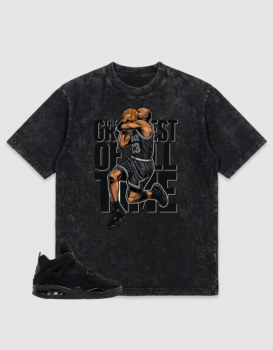 Black Cat 4s Zadago Washed T-shirt Greatest Of All Time Graphic