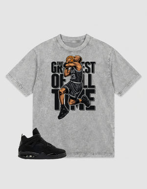 Black Cat 4s Zadago Washed T-shirt Greatest Of All Time Graphic