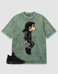 Black Cat 4s Zadago Washed T-shirt M.Jackson Tiptoe Graphic