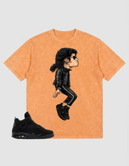 Black Cat 4s Zadago Washed T-shirt M.Jackson Tiptoe Graphic