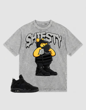 Black Cat 4s Zadago Washed T-shirt Shiesty Pooh Graphic