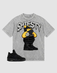 Black Cat 4s Zadago Washed T-shirt Shiesty Pooh Graphic