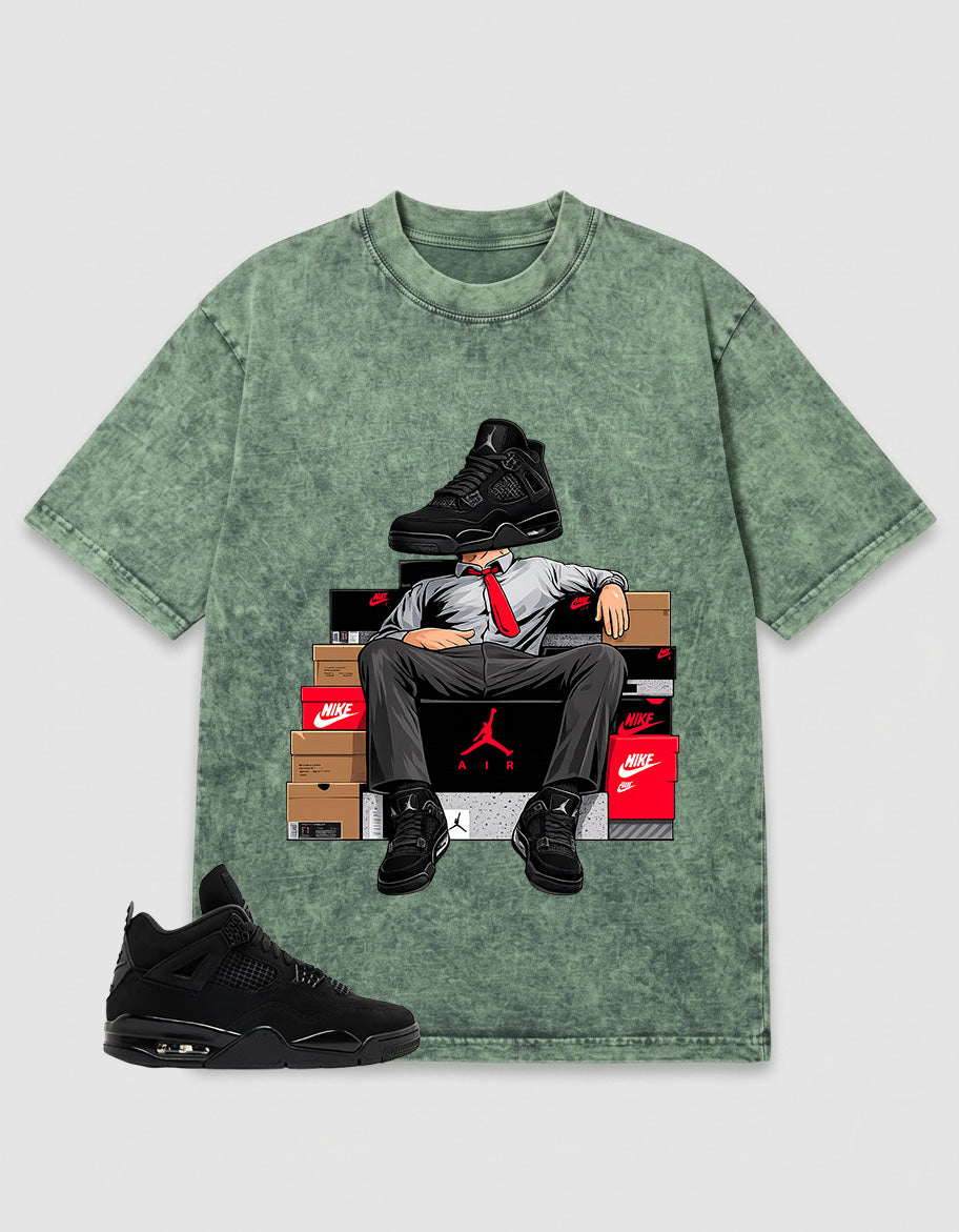 Black Cat 4s Zadago Washed T-shirt Sole Boss Graphic