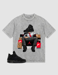 Black Cat 4s Zadago Washed T-shirt Sole Boss Graphic