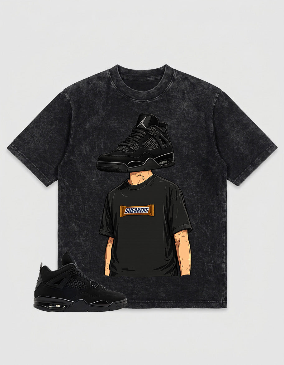 Black Cat 4s Zadago Washed T-shirt Sneakerhead Graphic