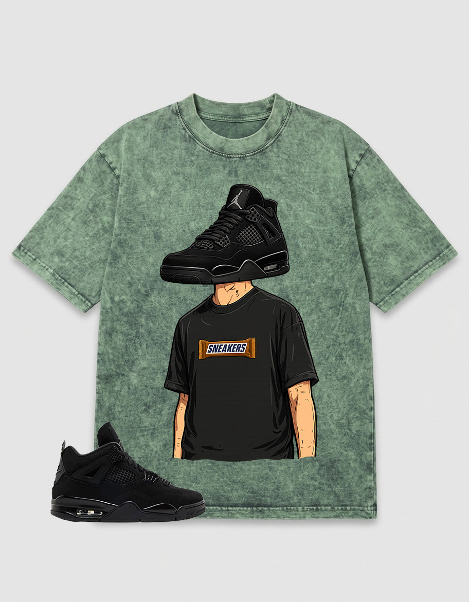 Black Cat 4s Zadago Washed T-shirt Sneakerhead Graphic