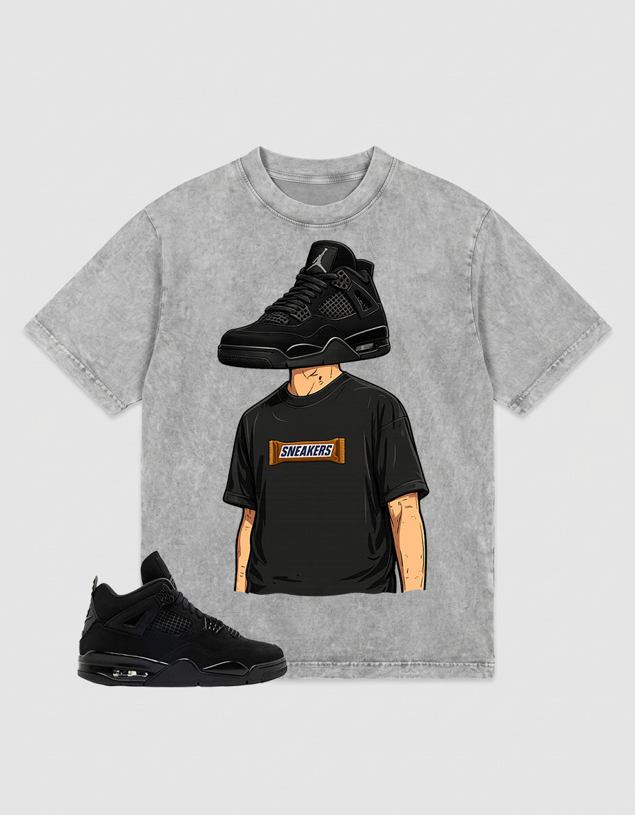 Black Cat 4s Zadago Washed T-shirt Sneakerhead Graphic