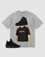 Black Cat 4s Zadago Washed T-shirt Sneakerhead Graphic