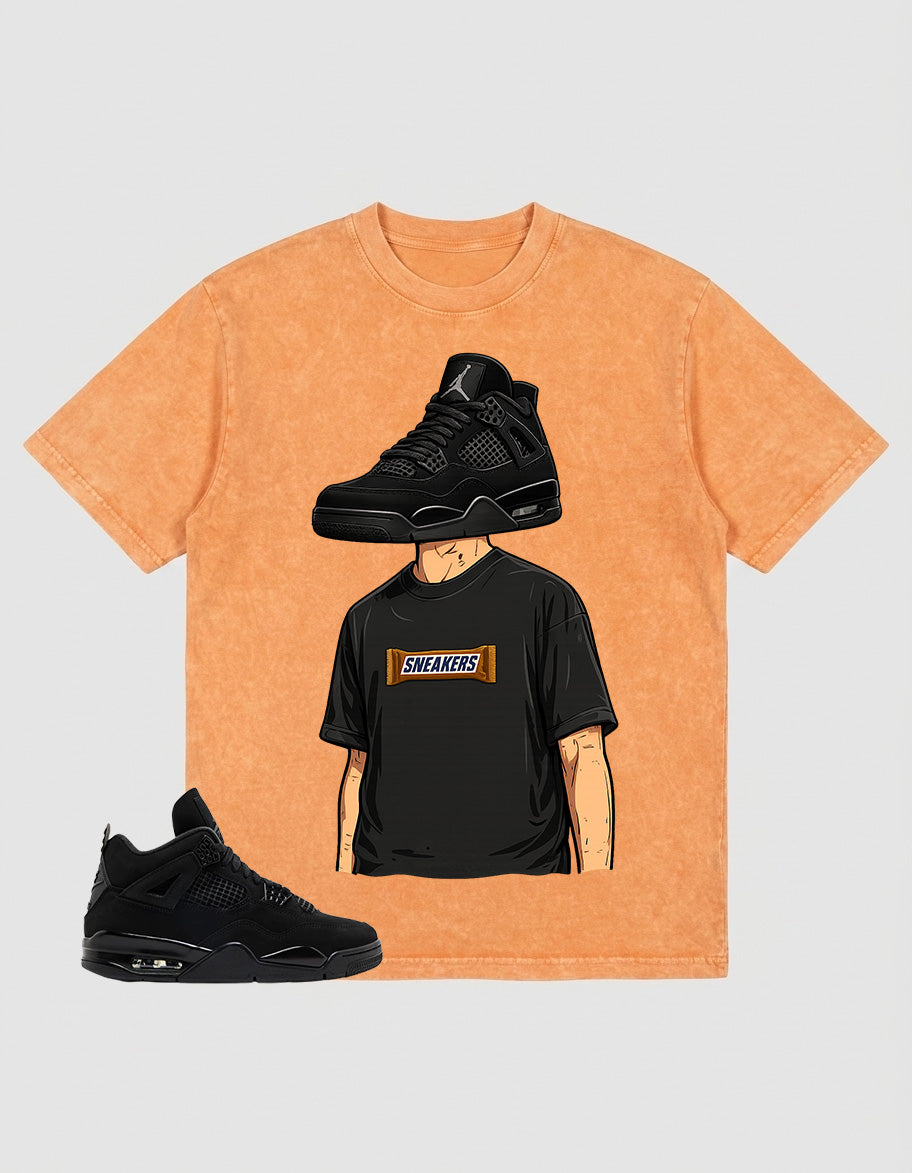 Black Cat 4s Zadago Washed T-shirt Sneakerhead Graphic