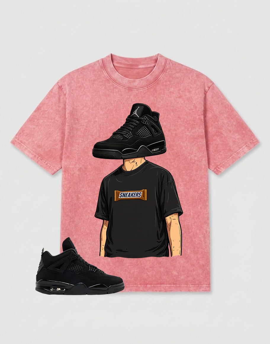Black Cat 4s Zadago Washed T-shirt Sneakerhead Graphic
