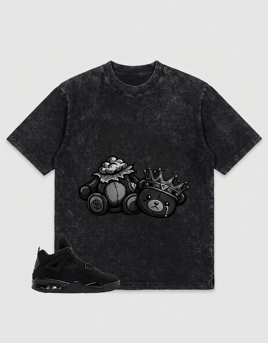 Black Cat 4s Zadago Washed T-shirt Anti Social Graphic
