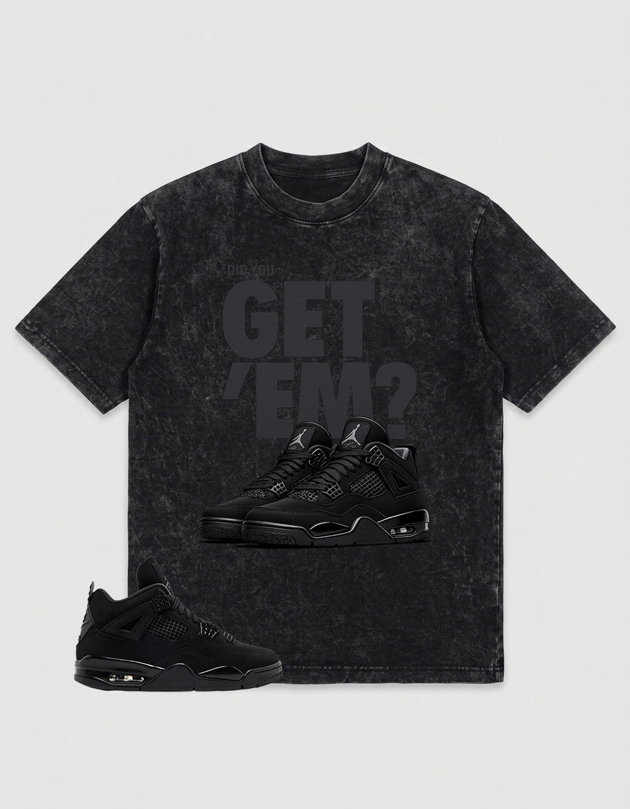 Black Cat 4s Zadago Washed T-shirt Did You Get Em Graphic
