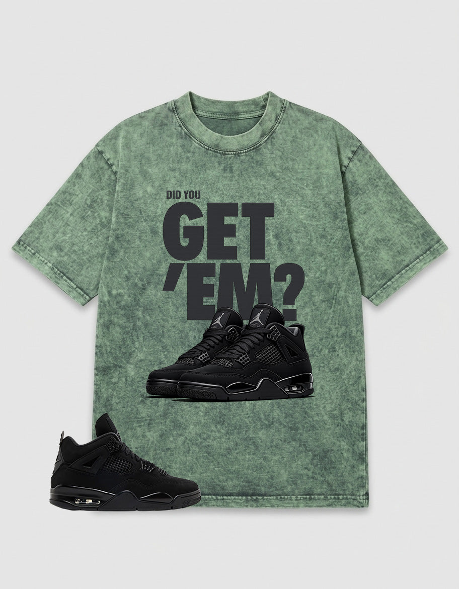 Black Cat 4s Zadago Washed T-shirt Did You Get Em Graphic