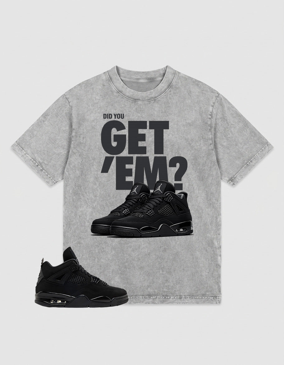 Black Cat 4s Zadago Washed T-shirt Did You Get Em Graphic