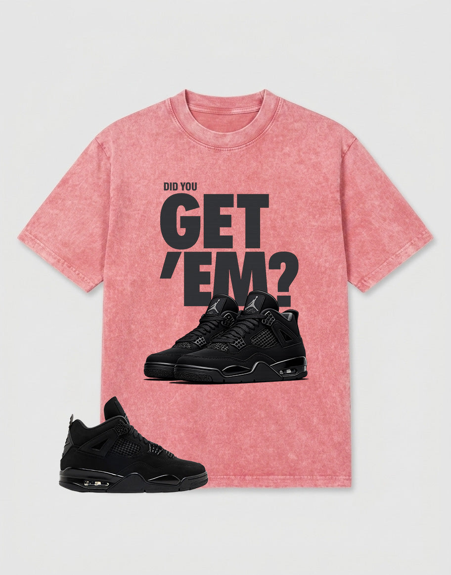 Black Cat 4s Zadago Washed T-shirt Did You Get Em Graphic