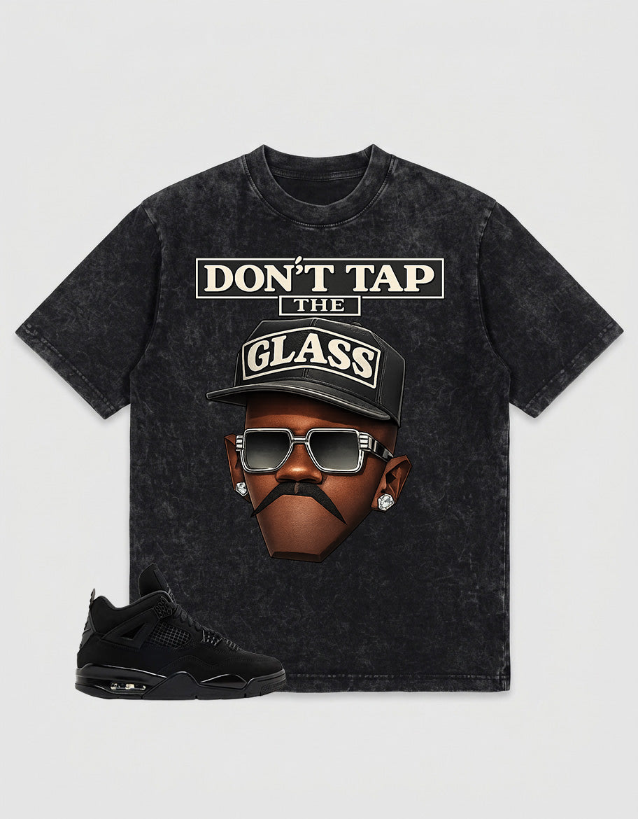 Black Cat 4s Zadago Washed T-shirt Don't Tap The Glass Graphic