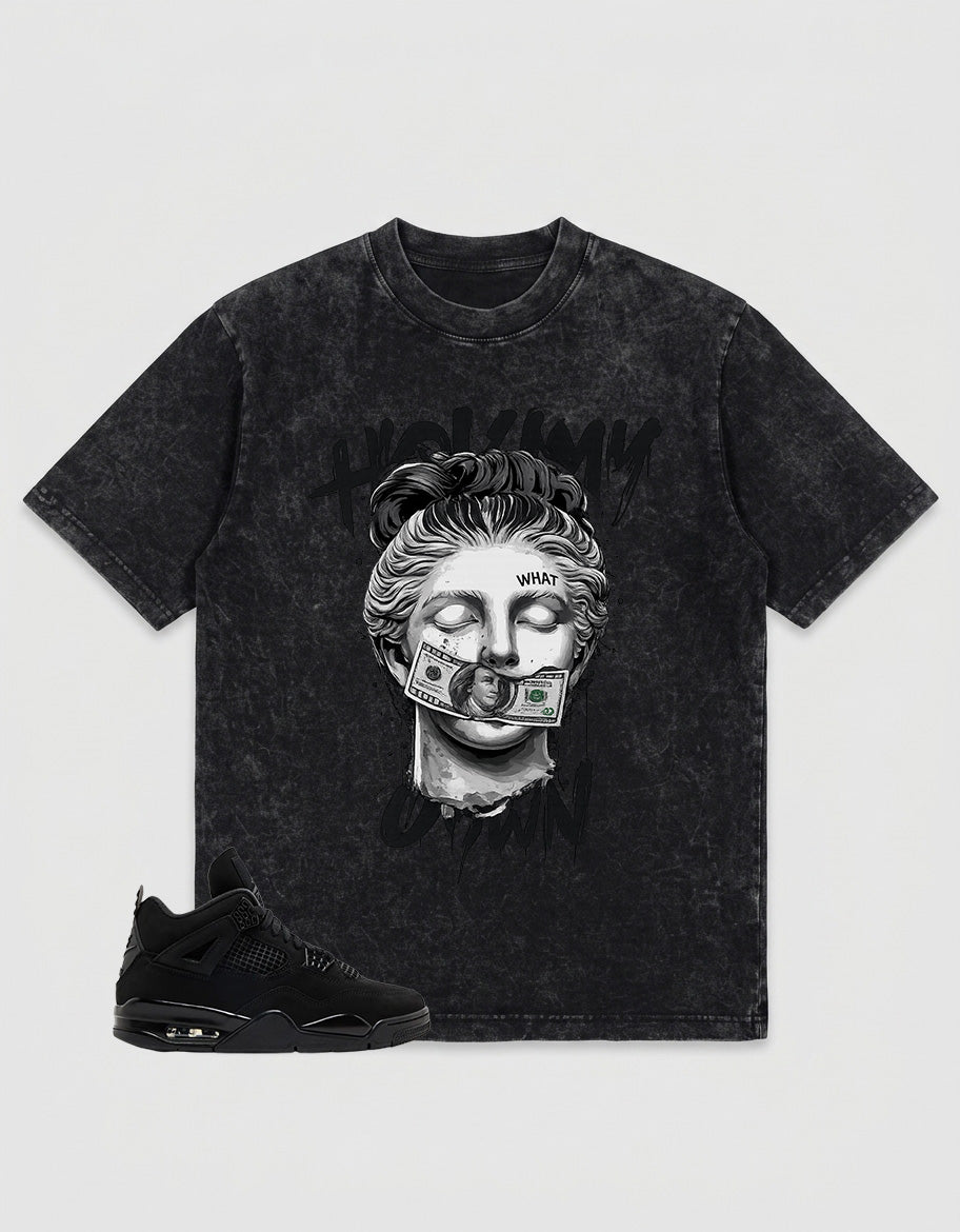 Black Cat 4s Zadago Washed T-shirt Hold My Own Graphic