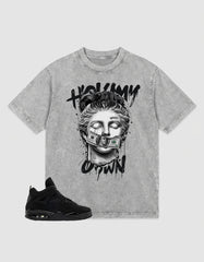 Black Cat 4s Zadago Washed T-shirt Hold My Own Graphic