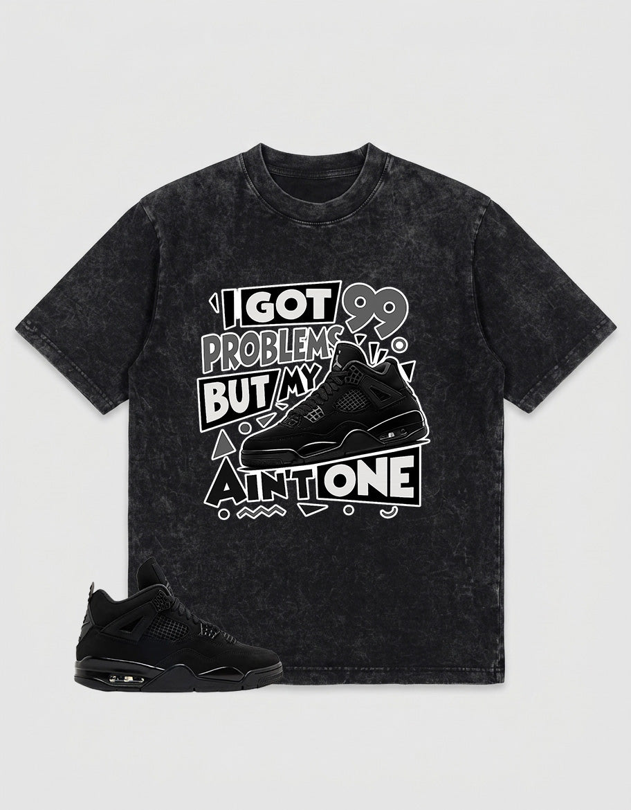 Black Cat 4s Zadago Washed T-shirt I Got 99 Problems Graphic