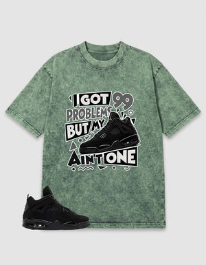 Black Cat 4s Zadago Washed T-shirt I Got 99 Problems Graphic