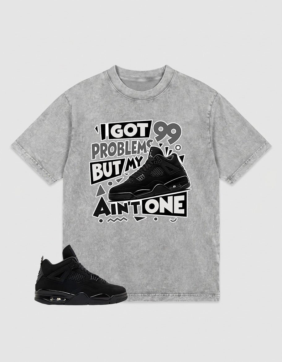 Black Cat 4s Zadago Washed T-shirt I Got 99 Problems Graphic