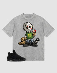 Black Cat 4s Zadago Washed T-shirt Little Jason Graphic