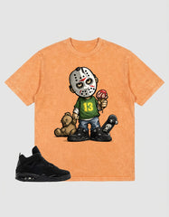 Black Cat 4s Zadago Washed T-shirt Little Jason Graphic