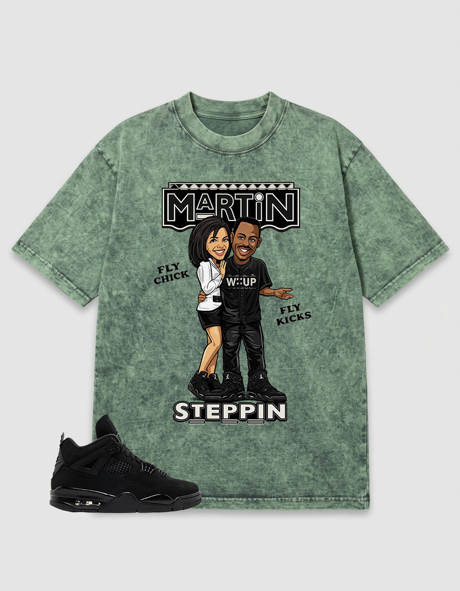 Black Cat 4s Zadago Washed T-shirt Martin Steppin Graphic