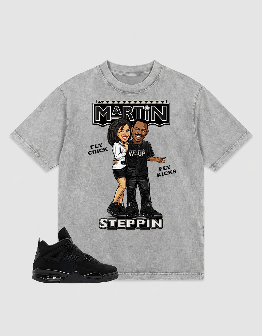Black Cat 4s Zadago Washed T-shirt Martin Steppin Graphic