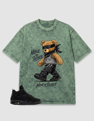Black Cat 4s Zadago Washed T-shirt Move In Silence Graphic