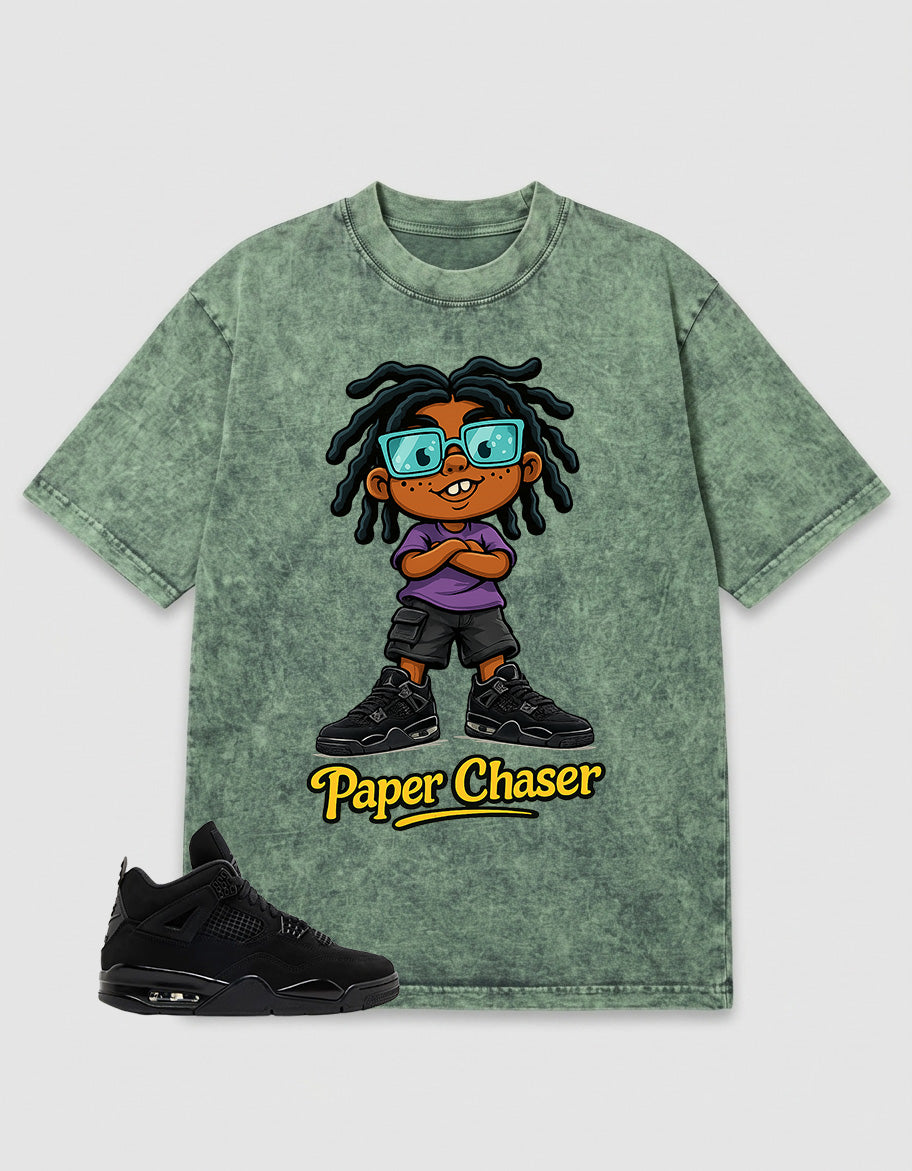 Black Cat 4s Zadago Washed T-shirt Paper Chaser Graphic