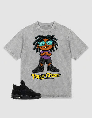 Black Cat 4s Zadago Washed T-shirt Paper Chaser Graphic