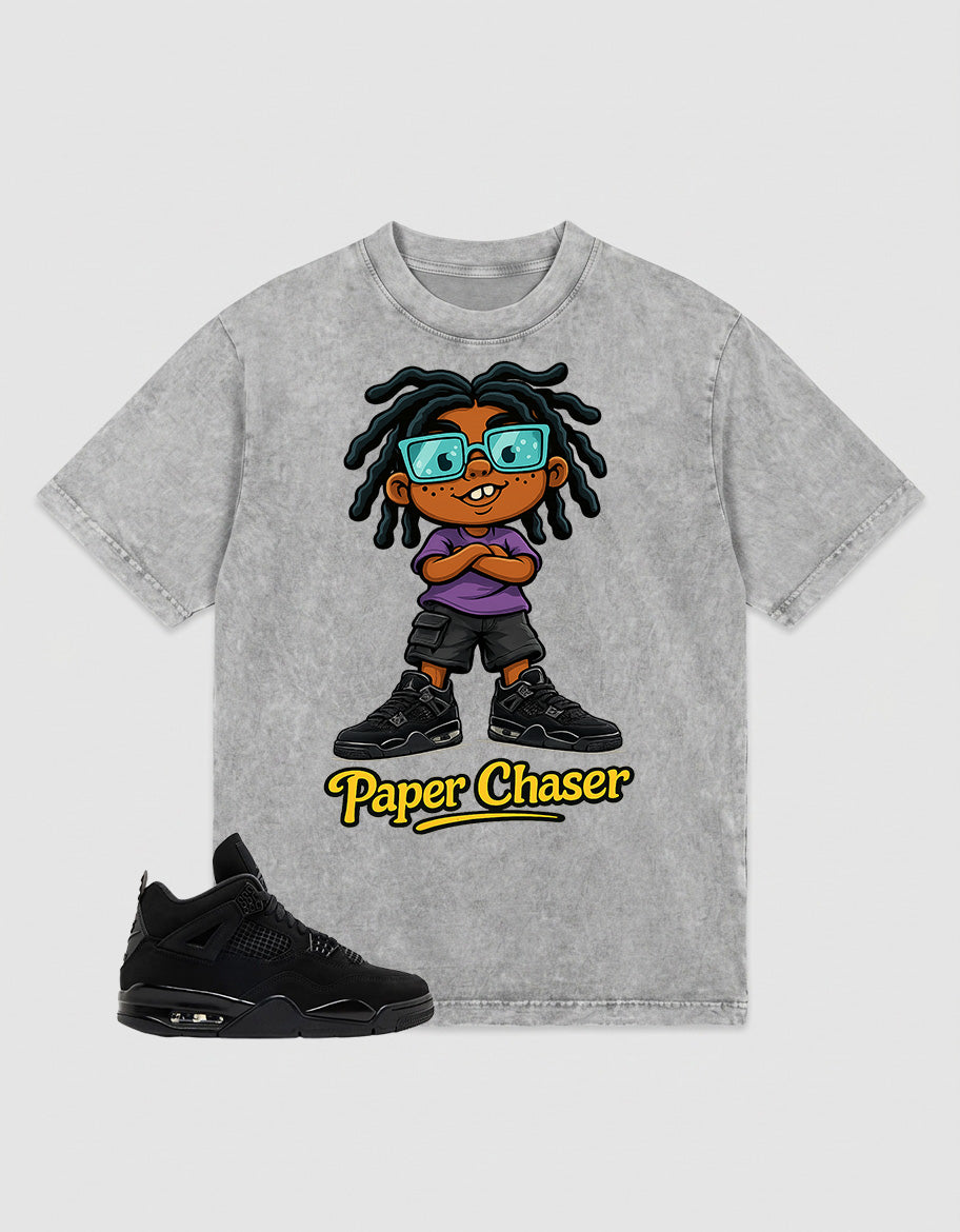 Black Cat 4s Zadago Washed T-shirt Paper Chaser Graphic