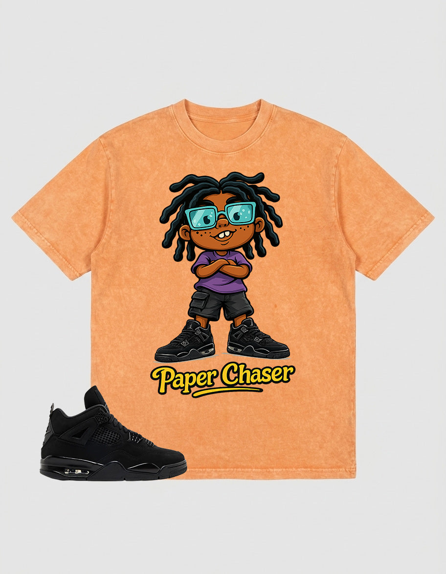 Black Cat 4s Zadago Washed T-shirt Paper Chaser Graphic