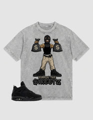 Black Cat 4s Zadago Washed T-shirt Runnin' The Street Graphic