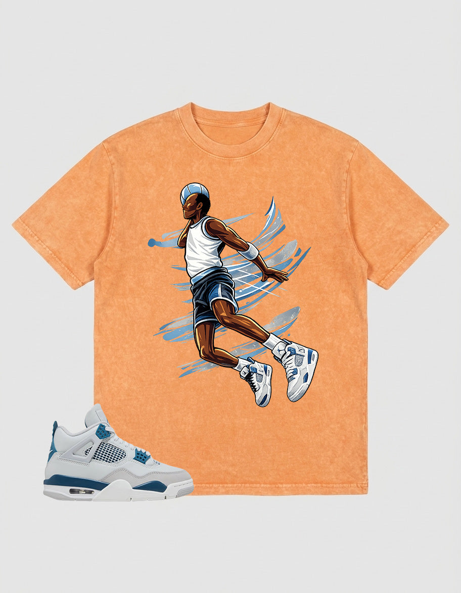 Military Blue 4s Zadago Washed T-shirt Air Ball Graphic