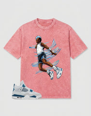 Military Blue 4s Zadago Washed T-shirt Air Ball Graphic