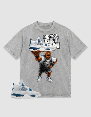 Military Blue 4s Zadago Washed T-shirt Did You Get Em Graphic